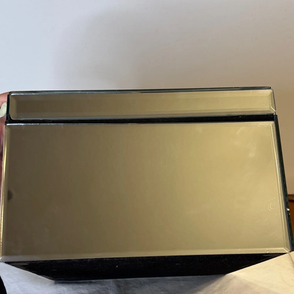 Z Gallerie Black Mirrored Skull Jewelry Box with Crystal Accent